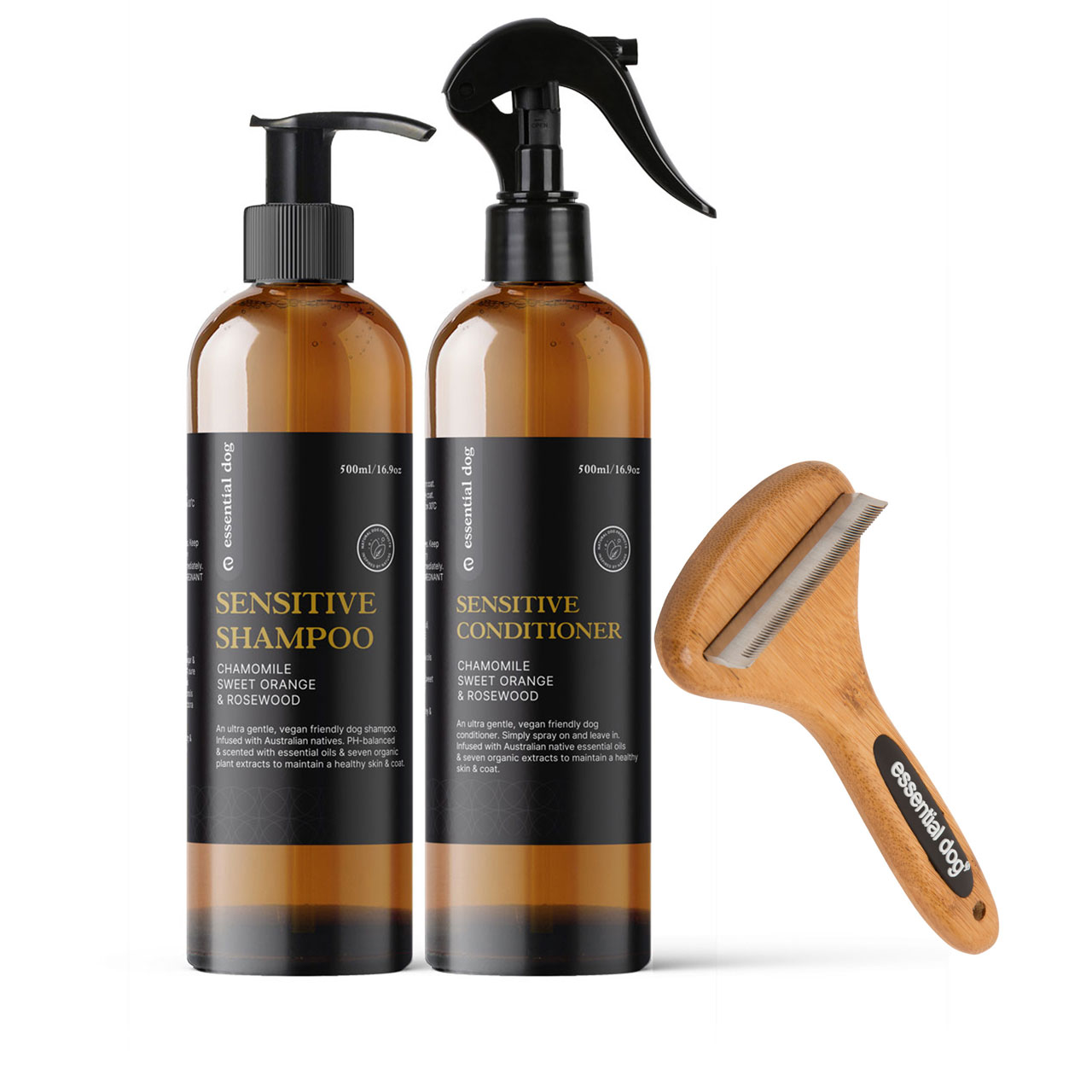 500ml Sensitive Shampoo & Conditioner & Natural Bamboo Brush