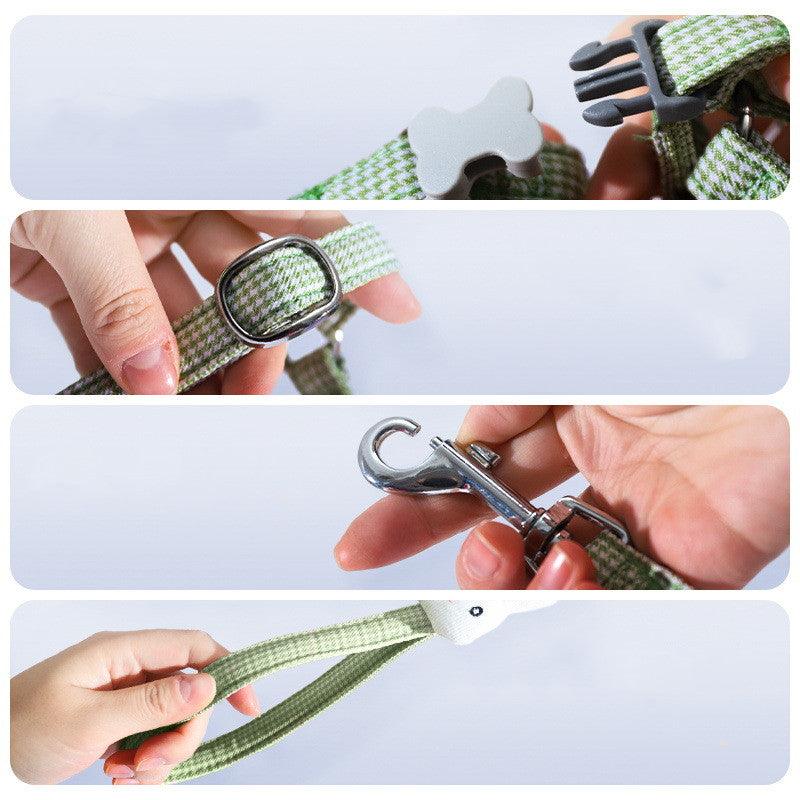 Pettorina Anti-Fuga per Cani e Conigli con Design Pied de Poule - Imbracatura Regolabile