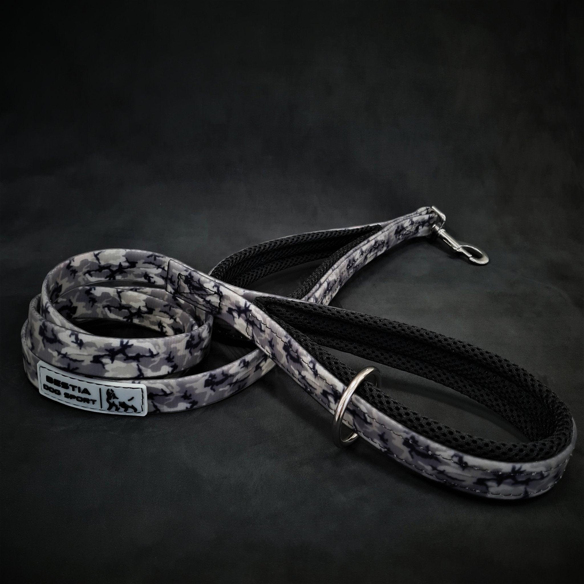 BESTIA DOG SPORT dual handle leash grey camo