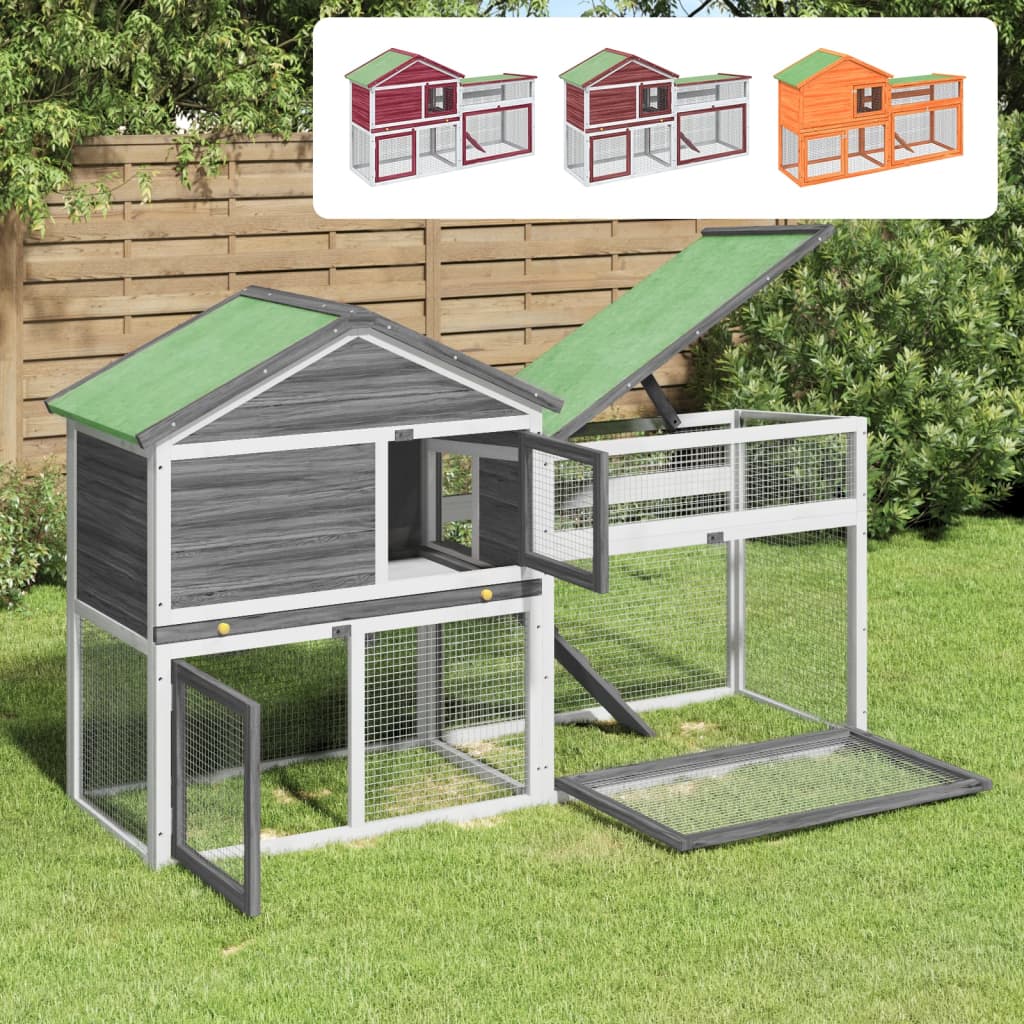 Gabbia per Conigli VidaXL 22.65kg XXL in Legno di Pino Massello - 185x60x109cm